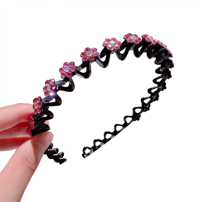 Wholesale Simple Rhinestone Plum Blossom Wave Non-slip Toothed Headband